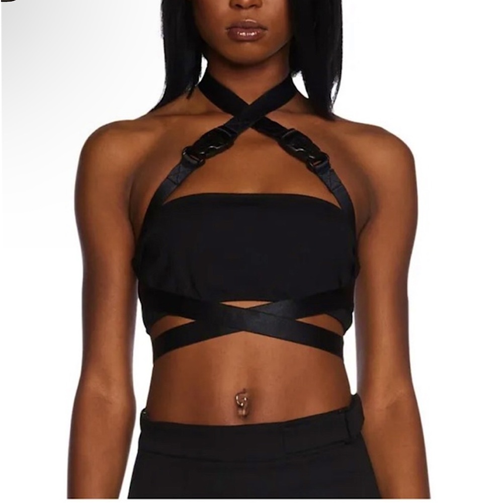 Poster girl buckle tube crop top NWT